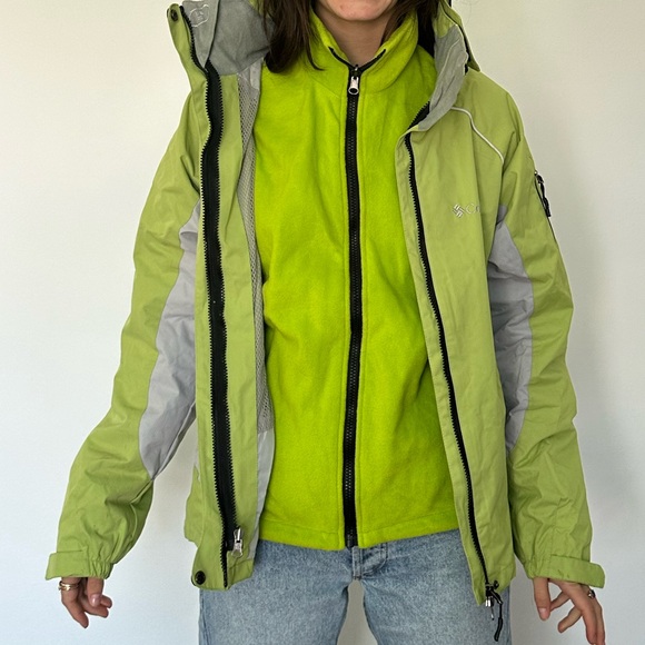 Columbia TITANIUM OMNI TECH Women Jacket Coat Lime Green Shell Ski Snowboard Y2K - Picture 11 of 17